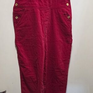 Red Overall Penne Velvet. Gold Botton & Patch.29'30 waste 27inseam